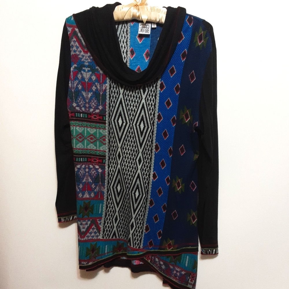 Parsley &Sage Geometric Prints‎ Women's M Cowl Neck Tunic
